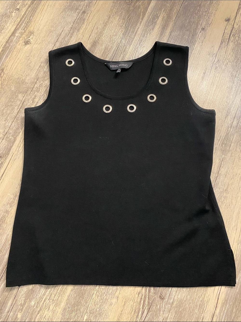 Ming Wang Grommet Knit Black Shell SMALL